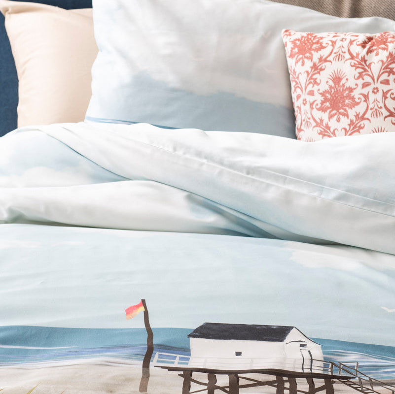 Ameland dekbedovertrek katoen-satijn blauw