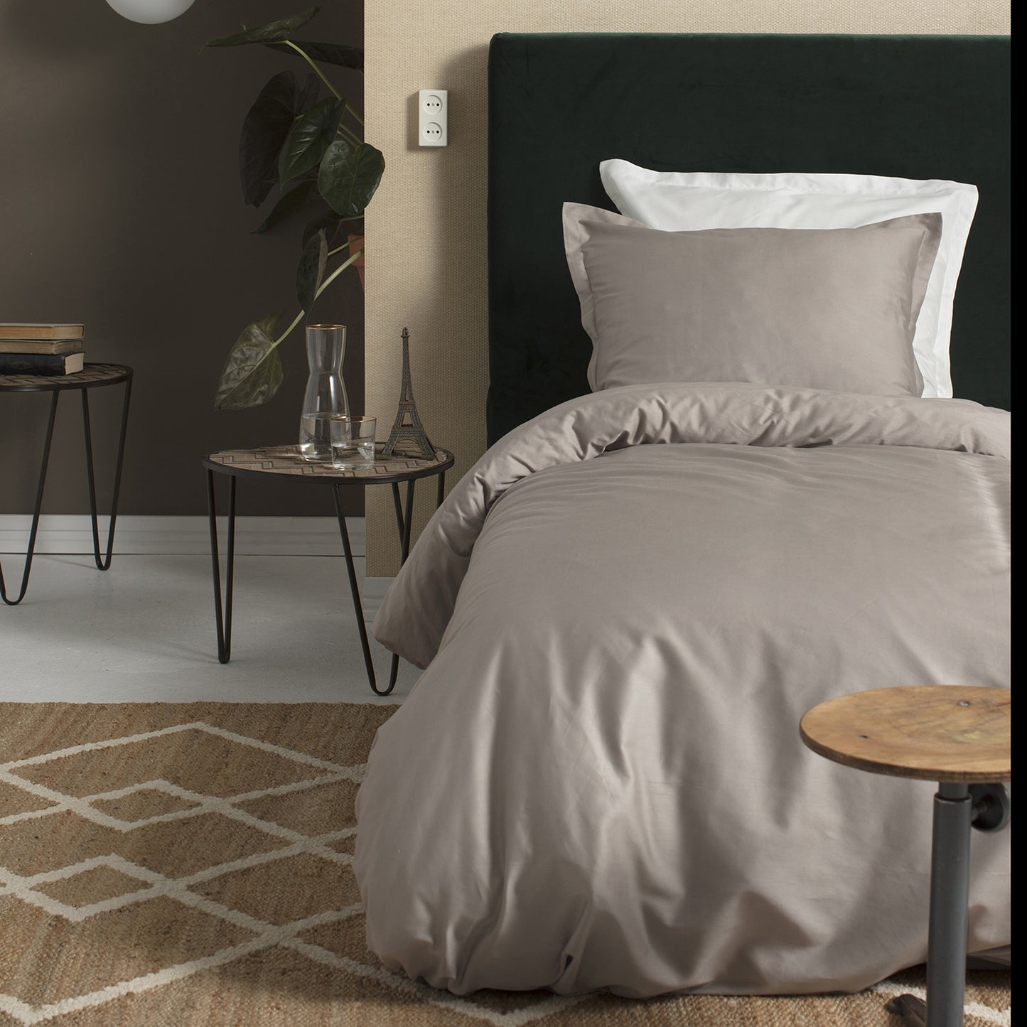 Sundays duvet cover cotton satin taupe
