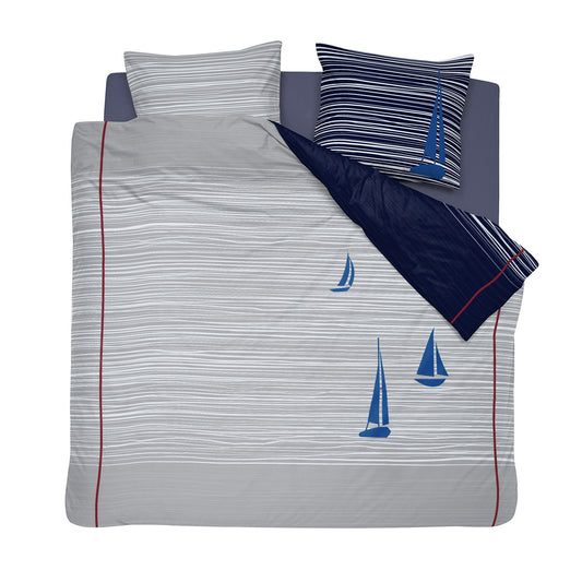 Boats dekbedovertrek katoen blauw