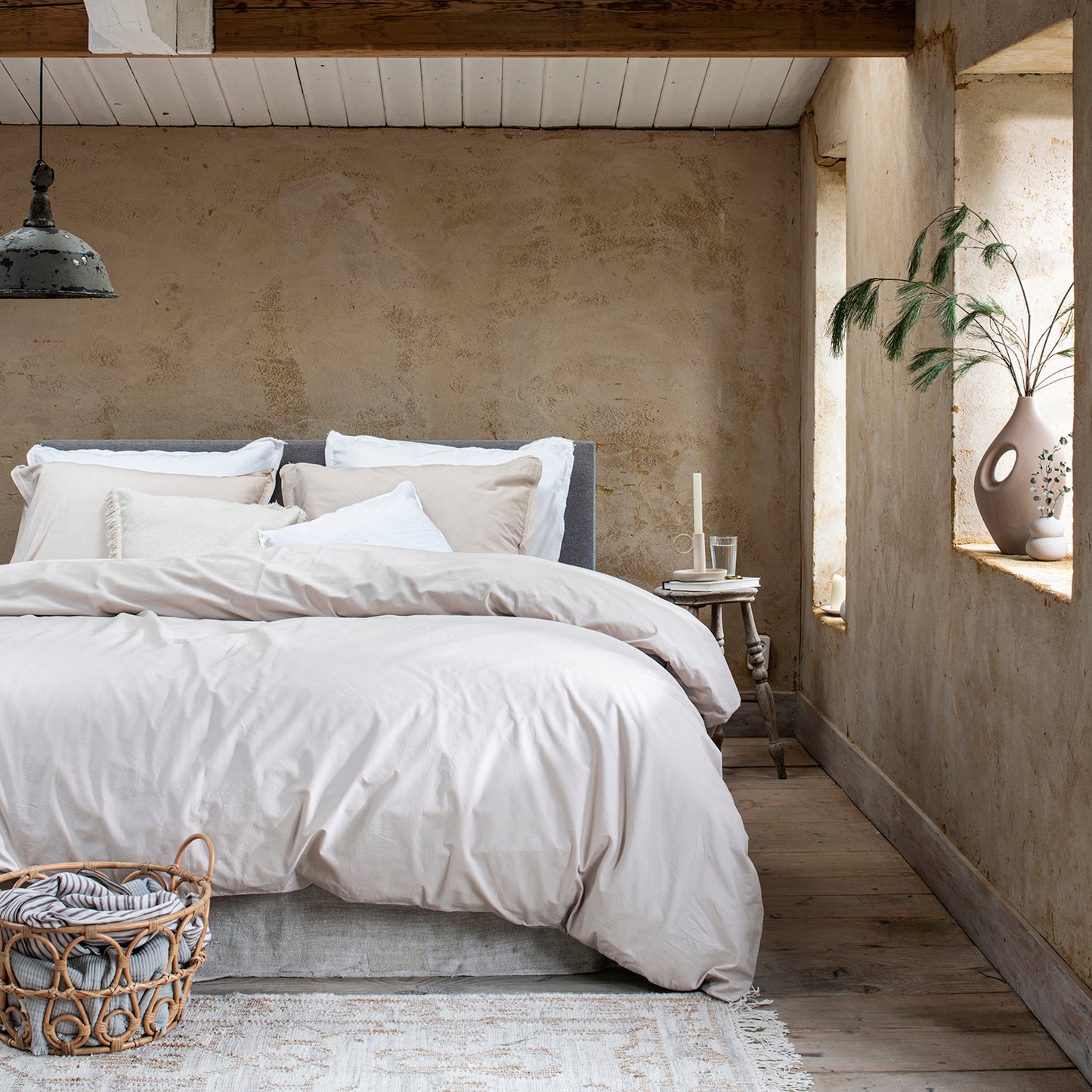 Moon duvet cover cotton sand