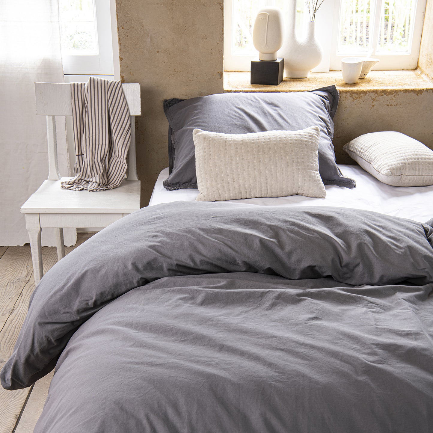 Moon duvet cover cotton anthracite