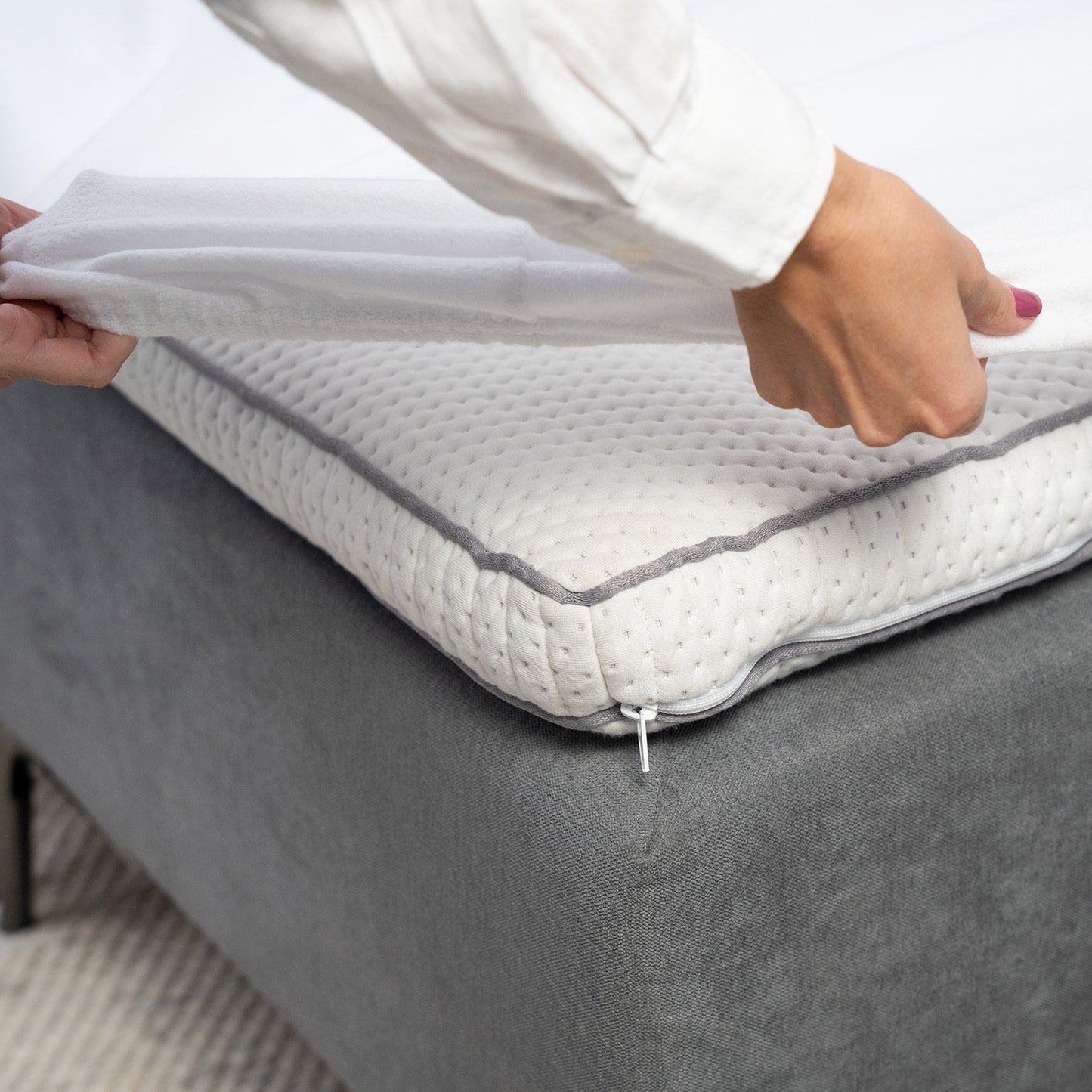 Topper Spannbettlaken Premium Molton Einzelspalt weiß