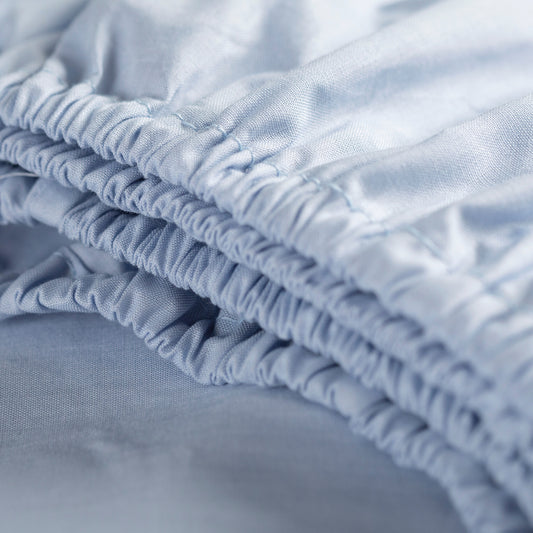 Sundays fitted sheet cotton satin light blue