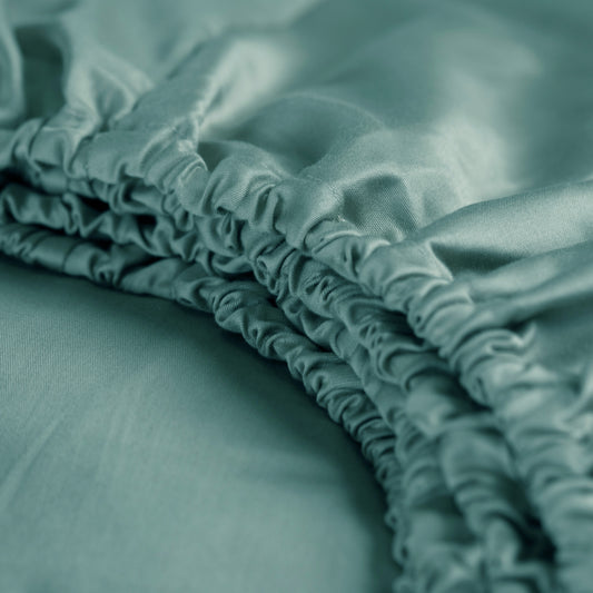 Sundays fitted sheet cotton satin mineral green