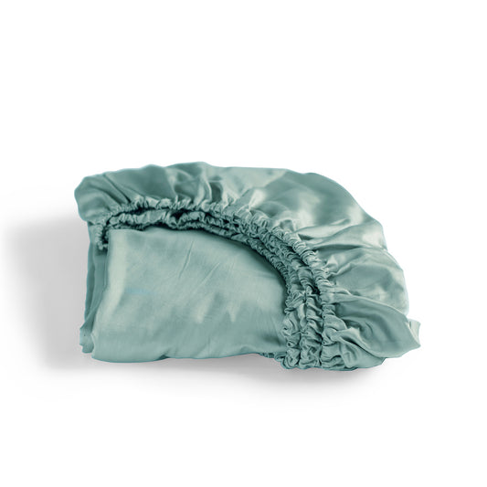 Sundays fitted sheet cotton satin mineral green