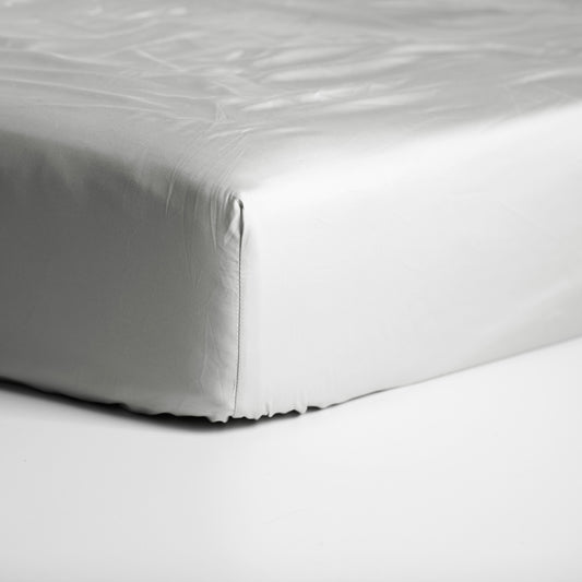 Sundays fitted sheet high corner cotton satin light gray