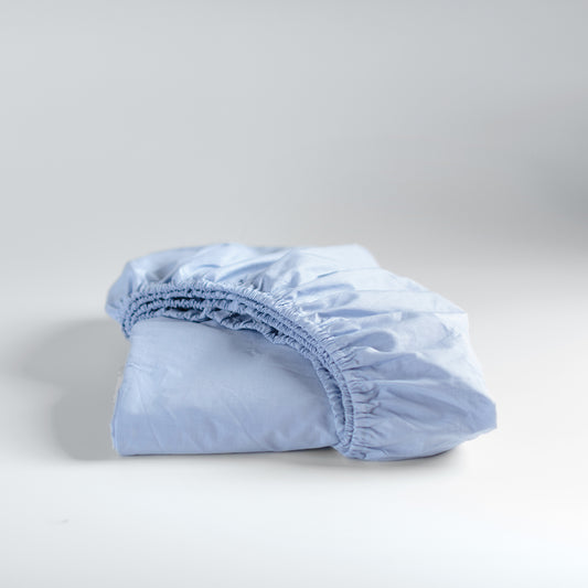 Weekend fitted sheet cotton light blue