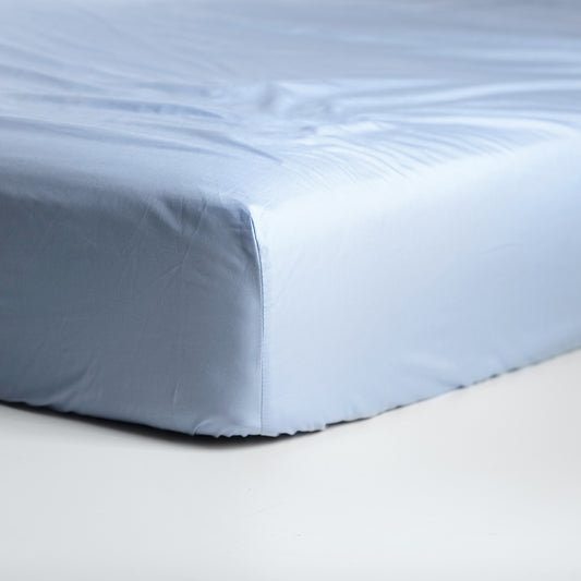 Weekend fitted sheet cotton light blue