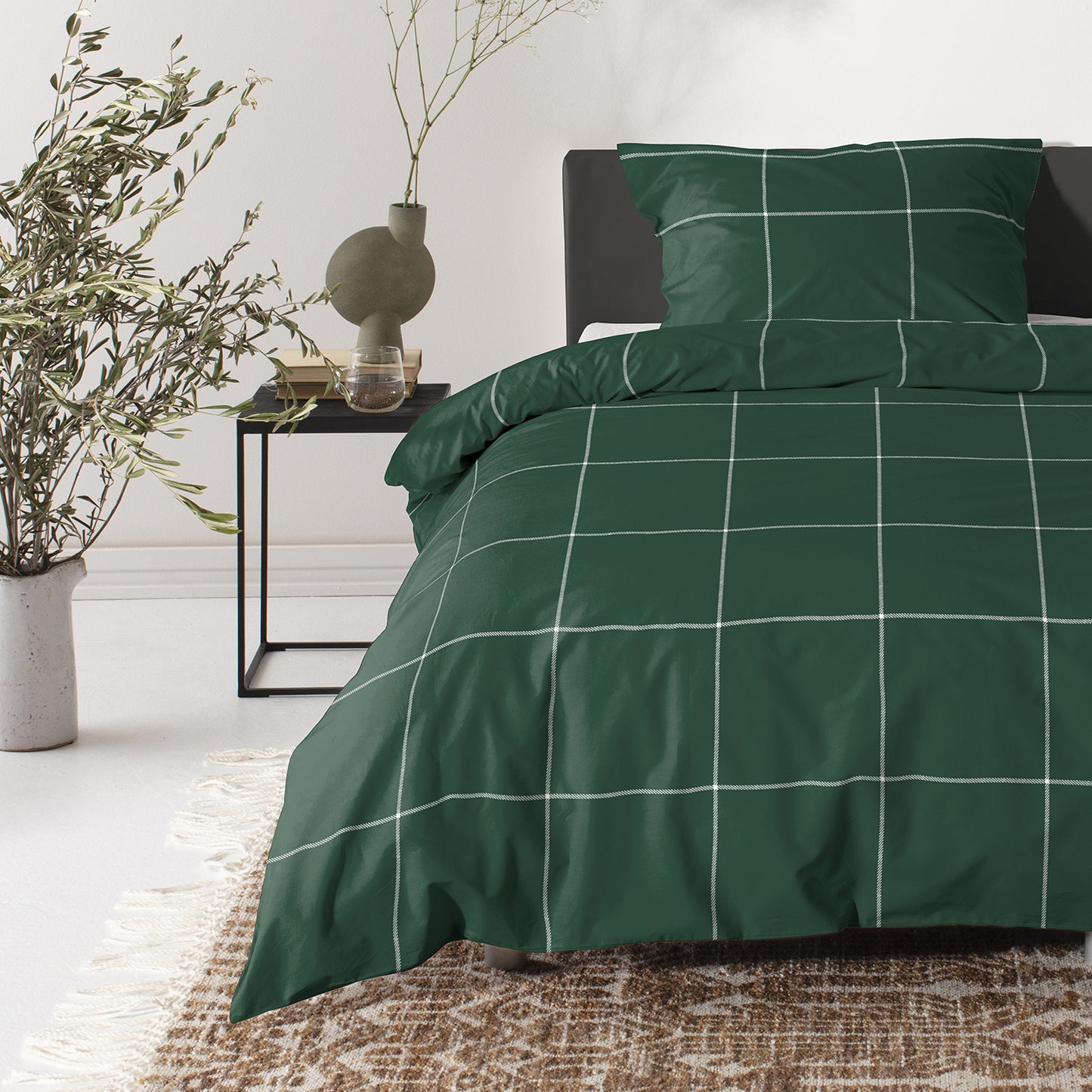 Robyn duvet cover satin dark green