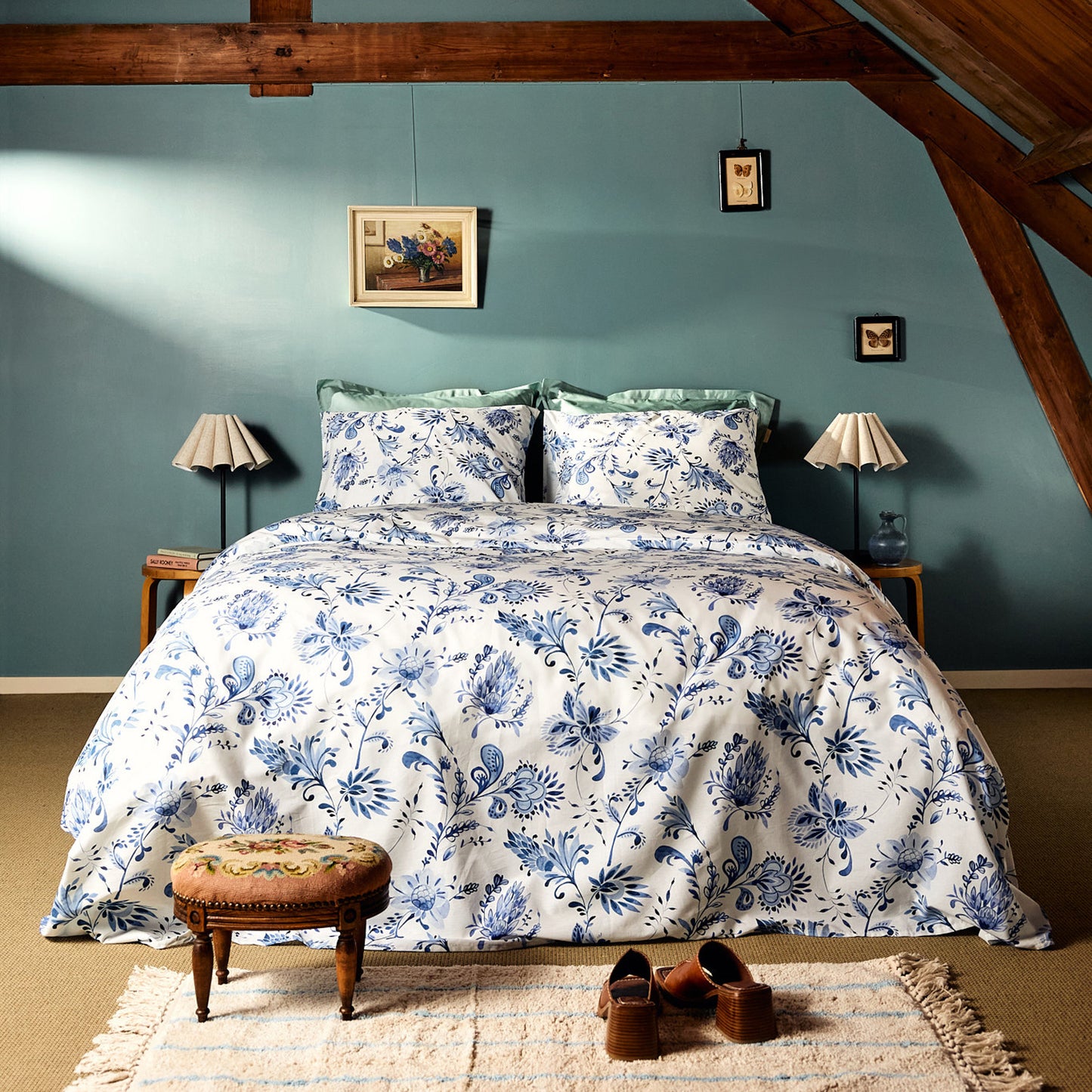 Glorie dekbedovertrek katoen blauw