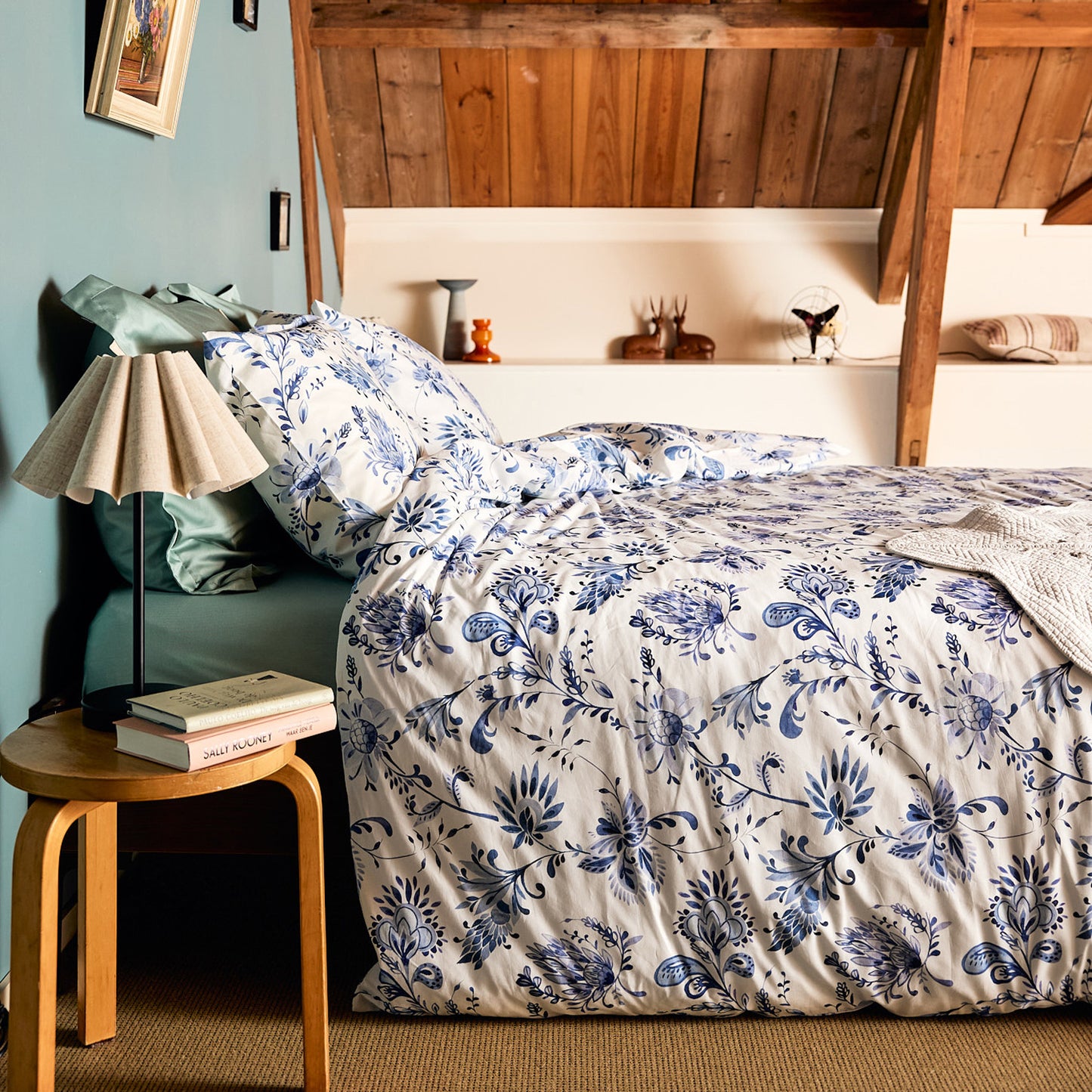 Glorie dekbedovertrek katoen blauw