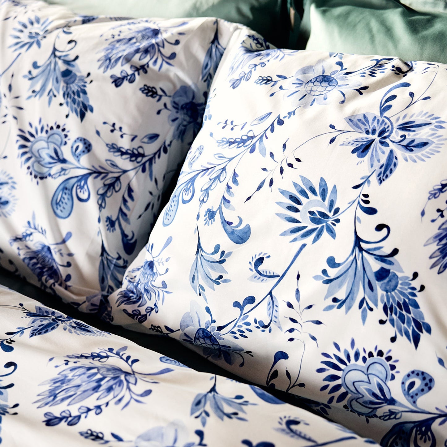 Glorie dekbedovertrek katoen blauw