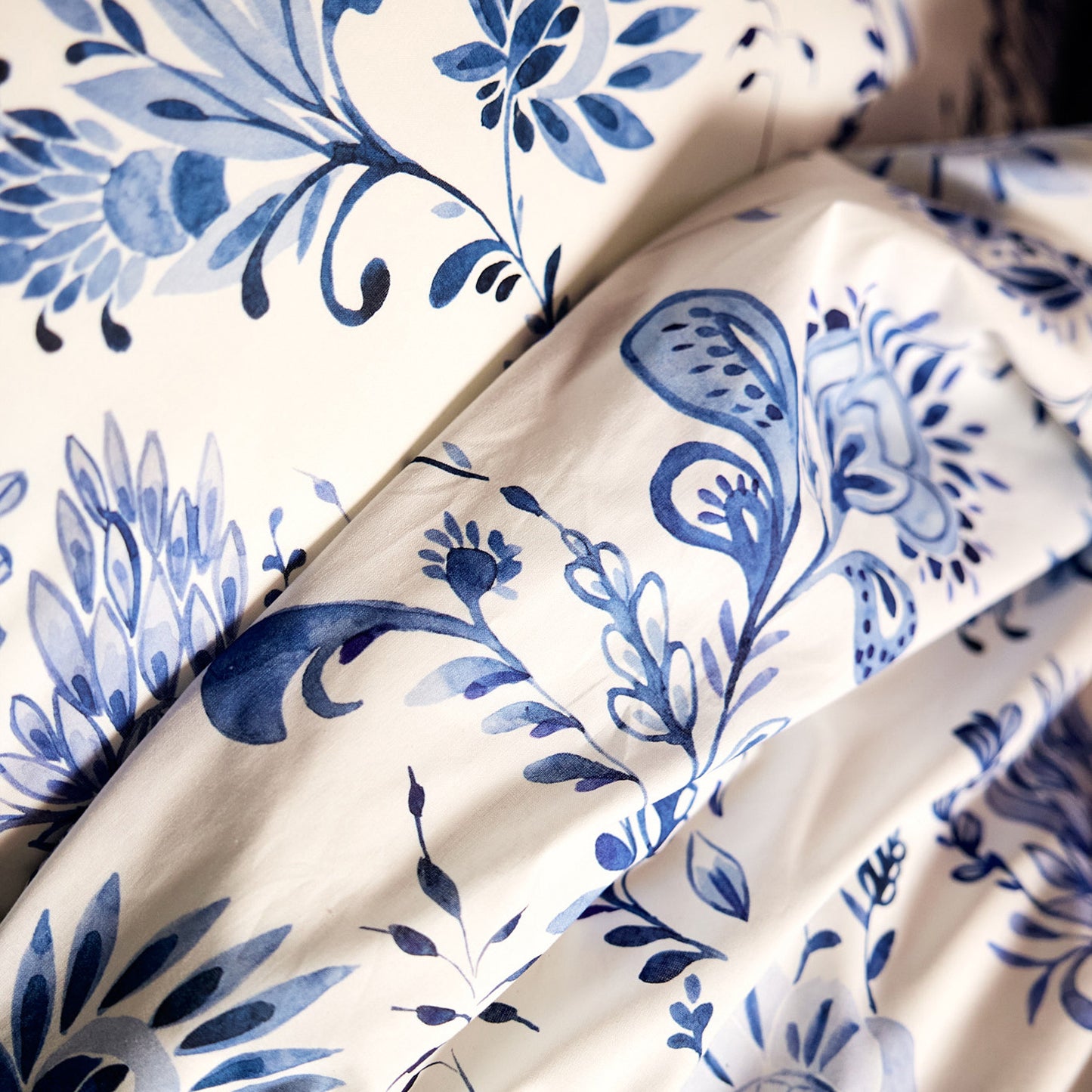 Glorie dekbedovertrek katoen blauw