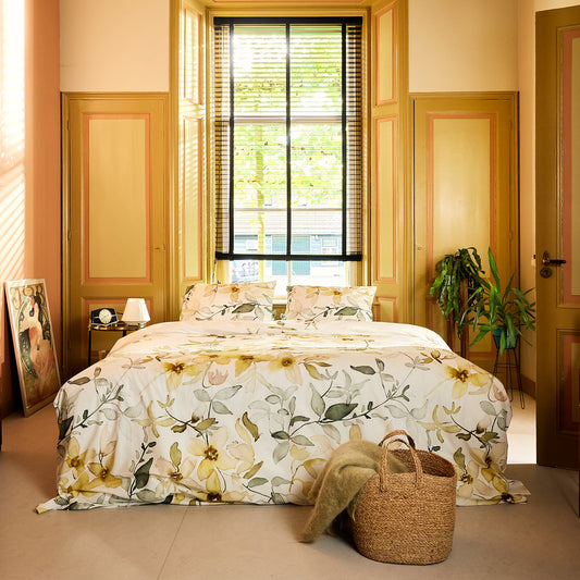 Wonder dekbedovertrek katoen geel