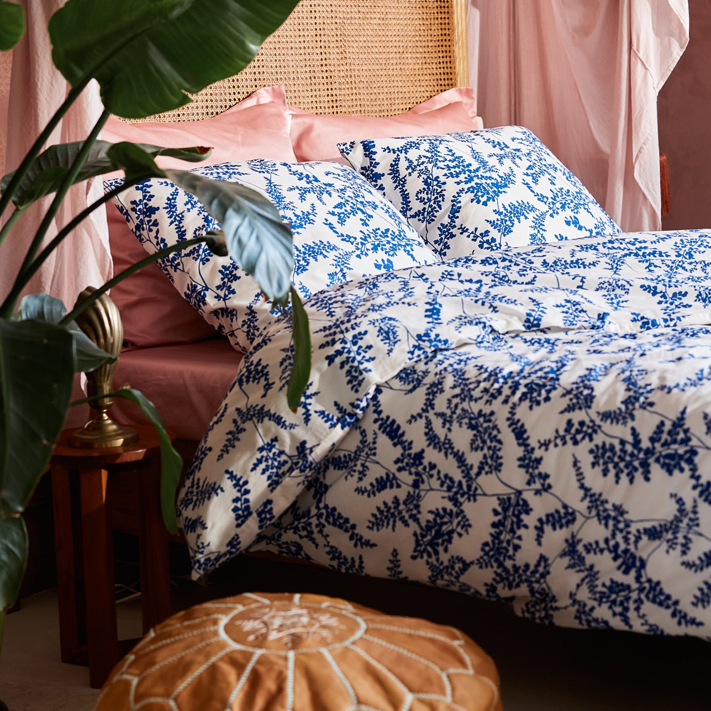 Melodie dekbedovertrek katoen blauw