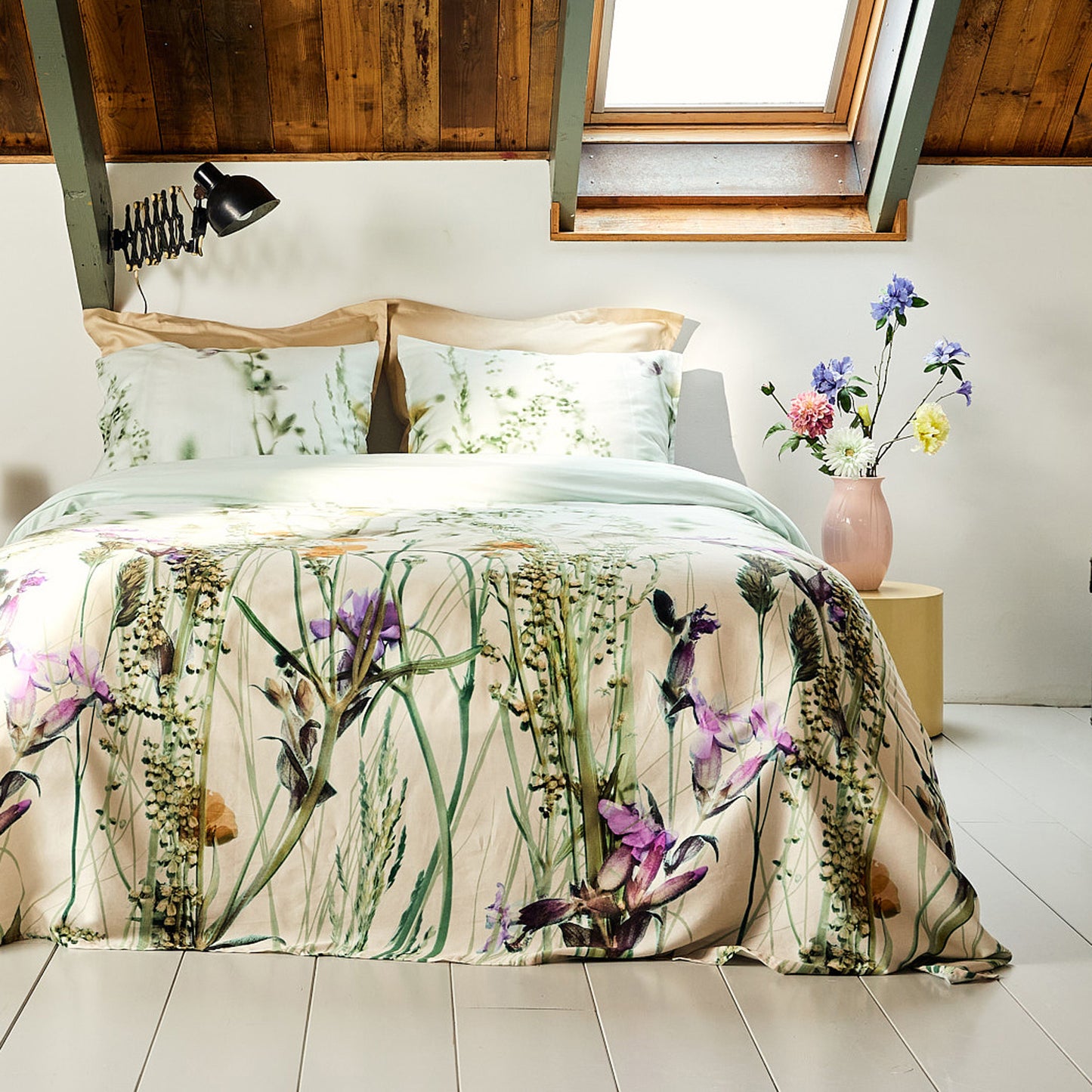 Flora Bettbezug Baumwollsatin hellgrün