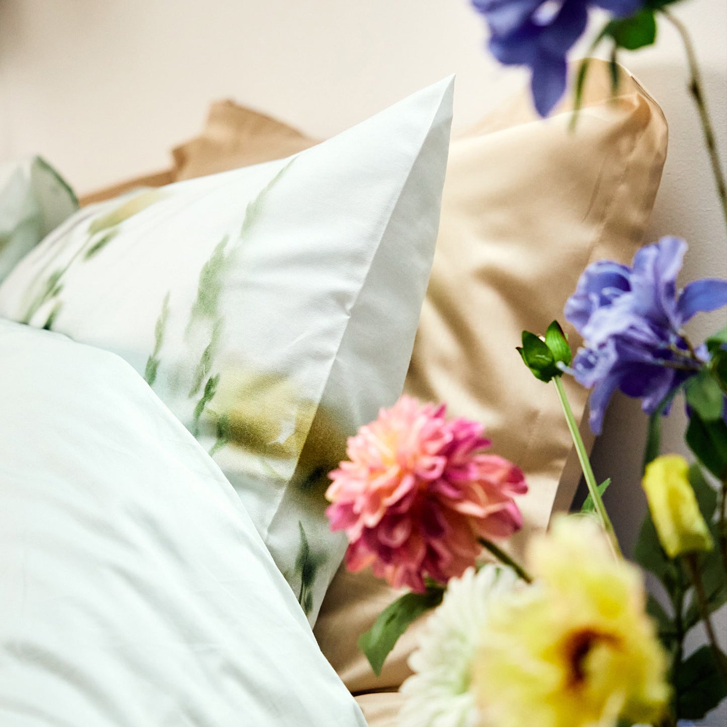 Flora Bettbezug Baumwollsatin hellgrün