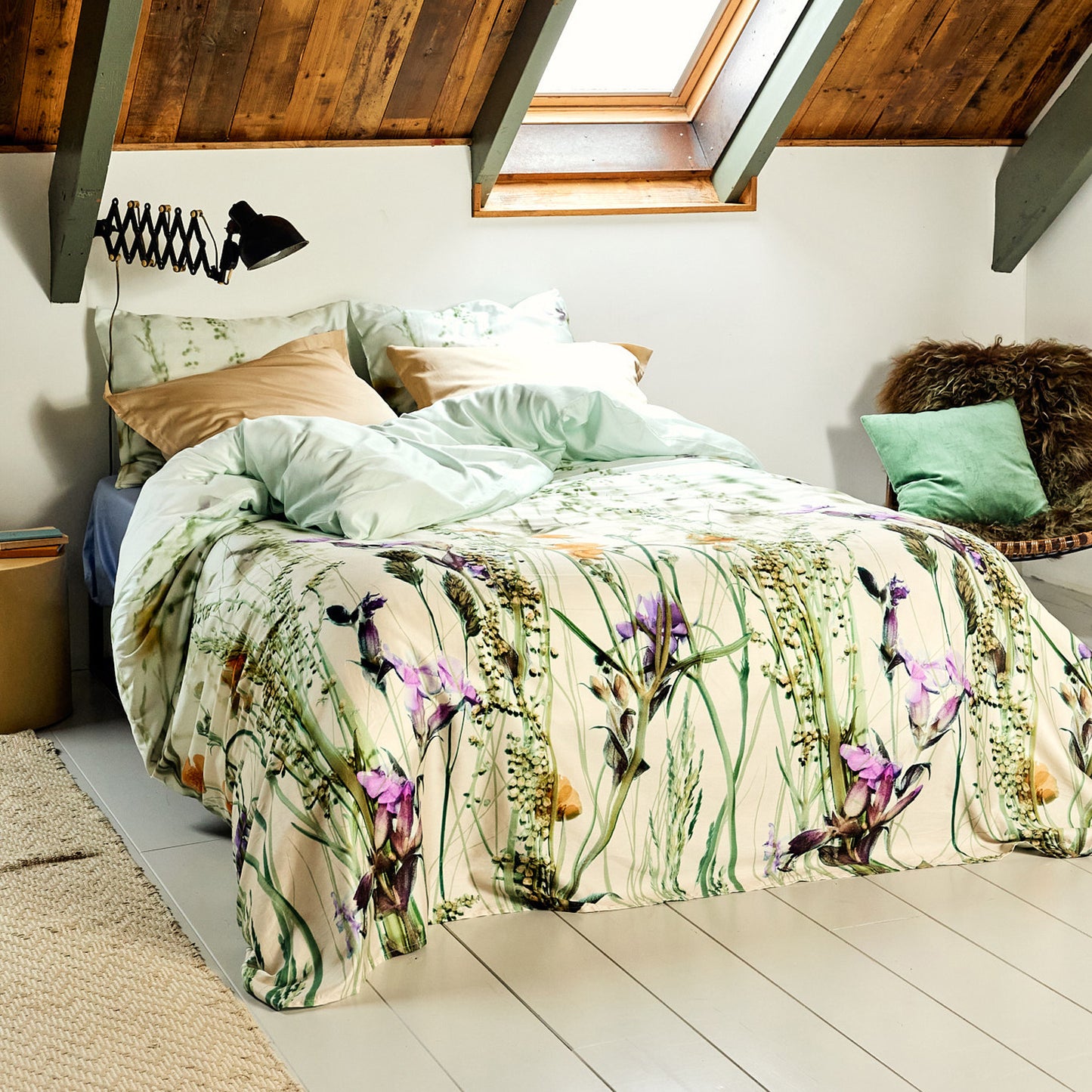 Flora Bettbezug Baumwollsatin hellgrün