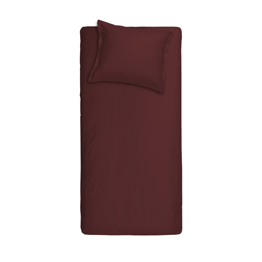 Sonntags-Bettbezug aus Baumwollsatin, bordeauxrot