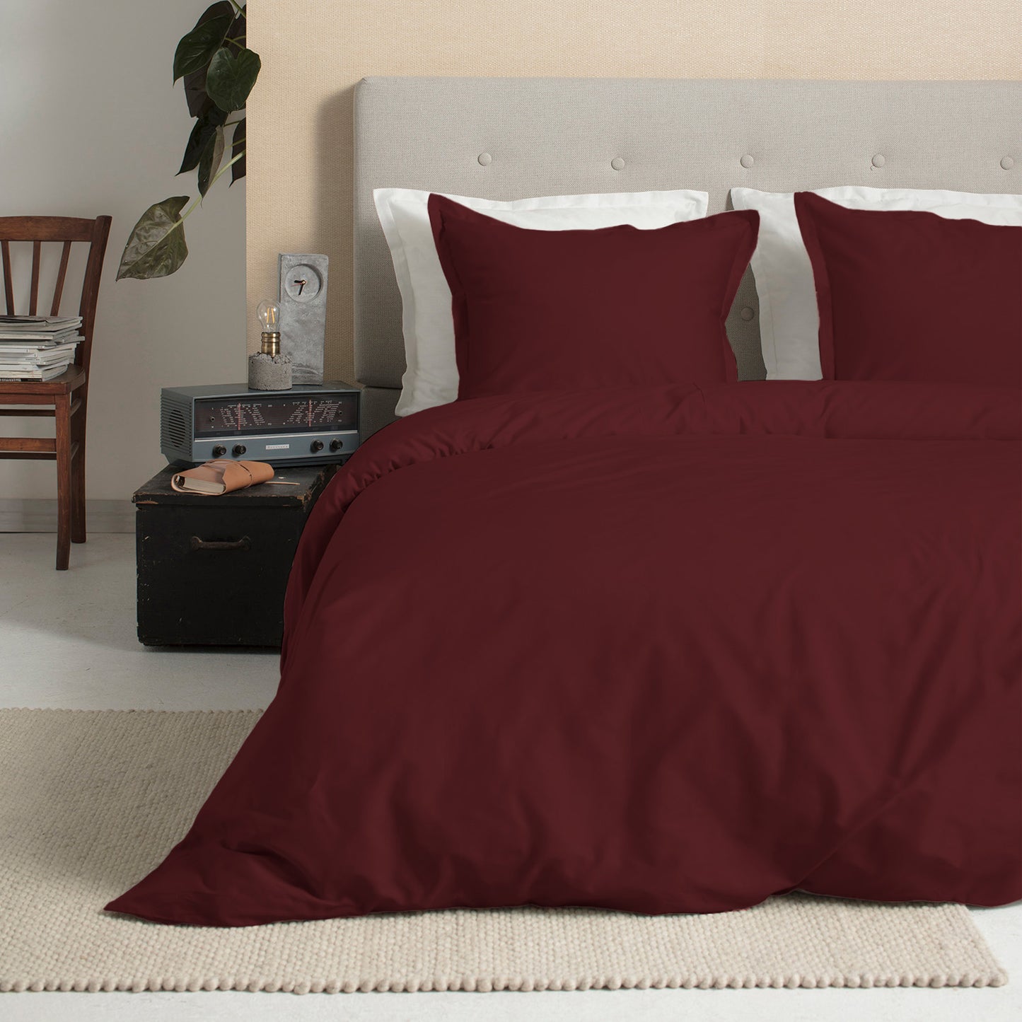 Sundays duvet cover cotton satin burgundy