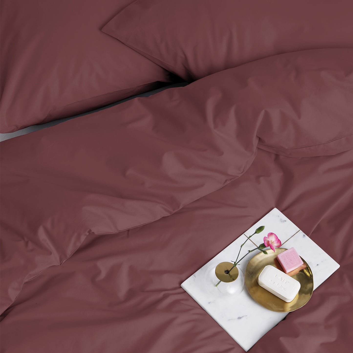 Wochenend-Bettbezug aus Baumwolle, bordeaux