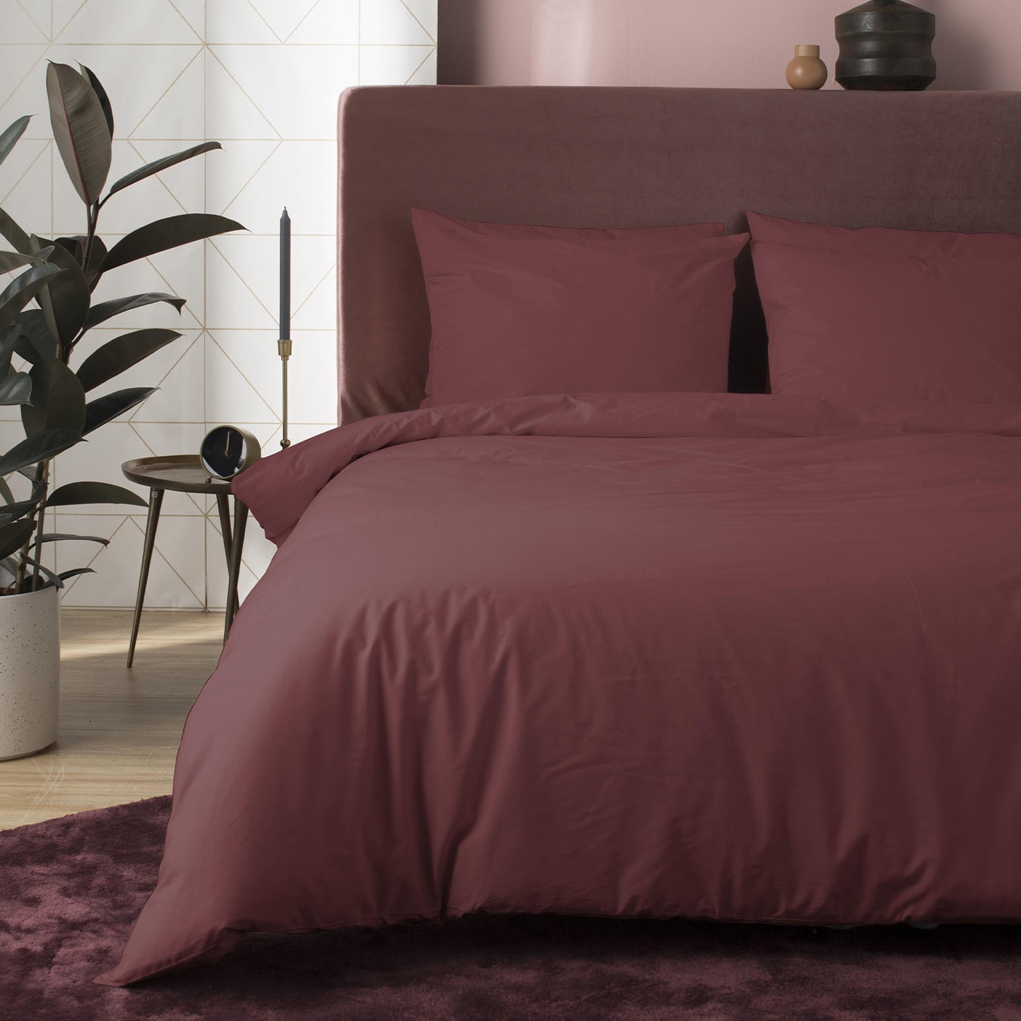 Wochenend-Bettbezug aus Baumwolle, bordeaux