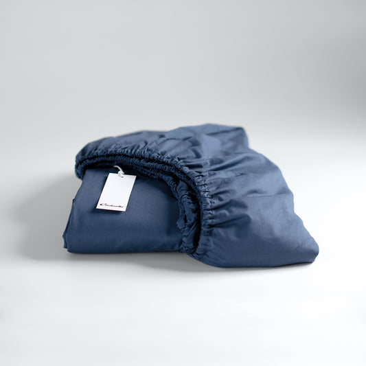 Spannbettlaken Baumwolle dunkelblau