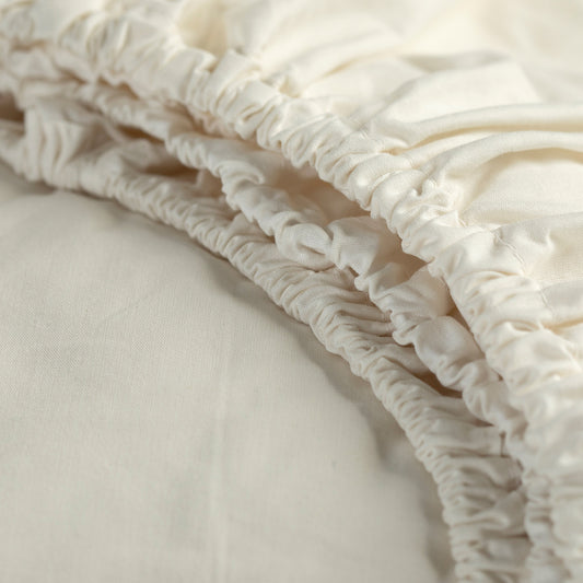 Weekend topper fitted sheet cotton ivory