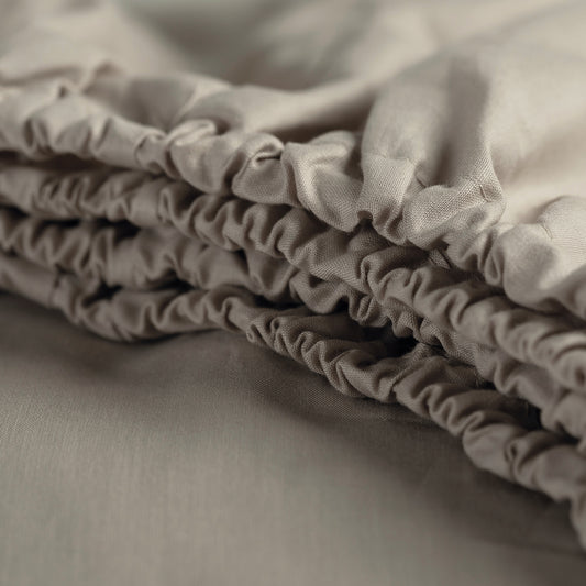 Weekend fitted sheet high corner cotton taupe
