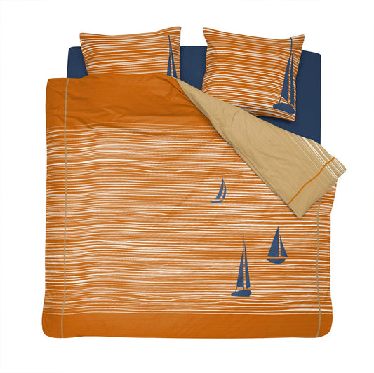 Boats dekbedovertrek katoen oranje