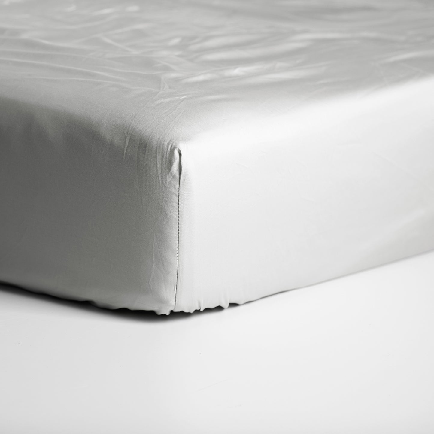 Sundays fitted sheet cotton satin light gray